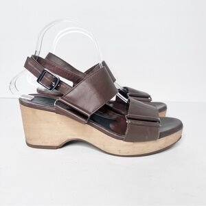 Marni Brown Leather Platform Sandals Size 9 Women’s